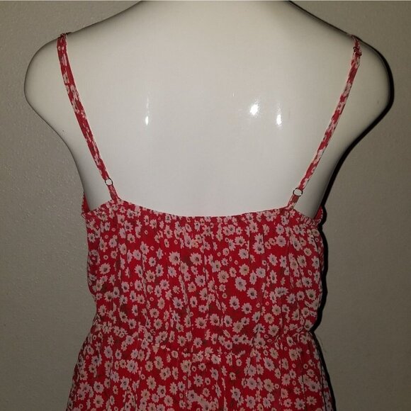 NWOT BaeVely Red Floral Spaghetti Strap Tunic? Mini Dress? Lined Size Medium - Picture 6 of 11